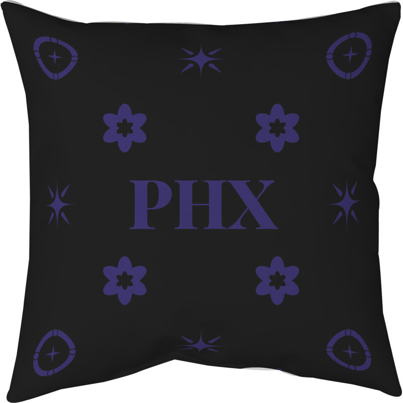 Coussin en coton Phoenix, Coussin intérieur / extérieur soufflé et fermé, Phoenix mauve noir mauve, 16 pouces x 16 pouces