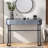 Makeup Vanity Table With Stainless Steel Base, 2 Drawers And Mirrored Glass Tabletop-397390909