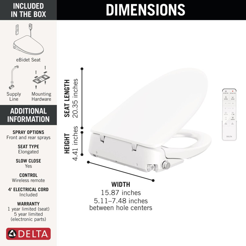 Refresh Elongated Electric Bidet Toilet Seat, Ultimate