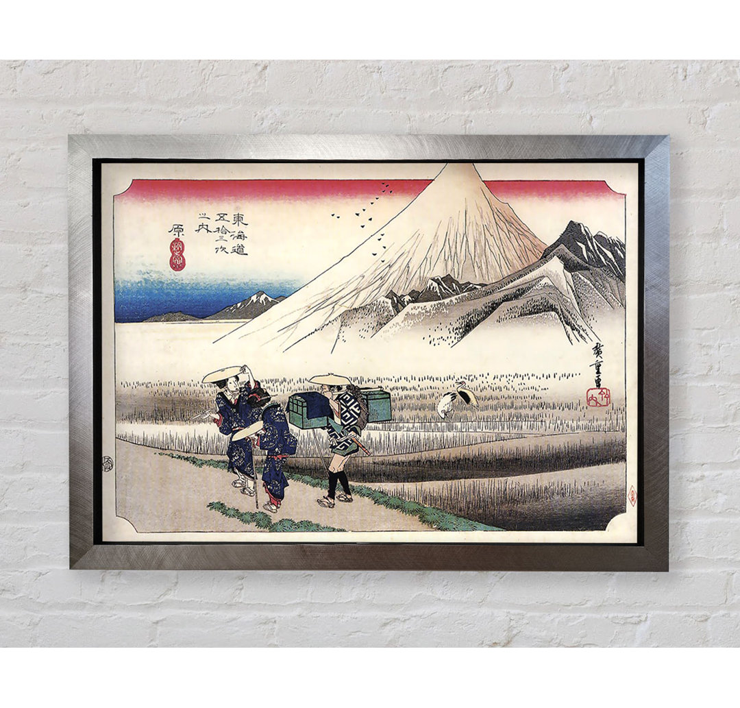 Reisende, die den Berg Fuji passieren von Hiroshige - Einzelne Bilderrahmen Kunstdrucke