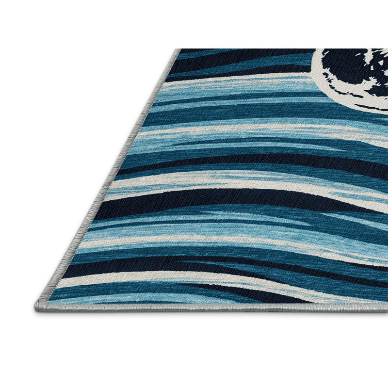  Washable Moon Over Water Hawaiian Area Rug, Rectangulaire 8 pi x 12 pi