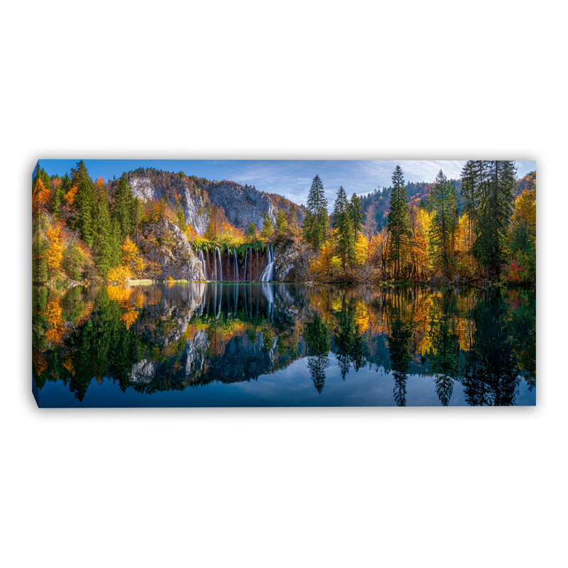 Automne, cascade d'automne, art mural sur toile, H 20 po x l 40 po x P 1,5 po