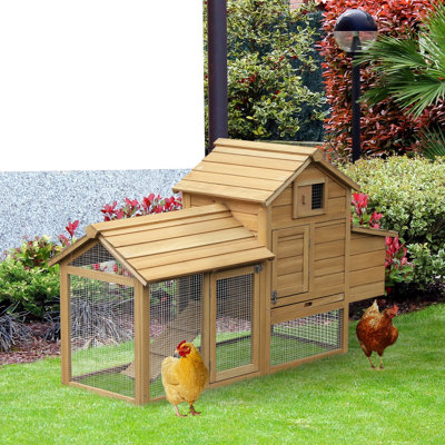 Small Chicken Coop 59": Wood, 2 Doors, Nesting Box, Removable Tray For Outdoor Spaces Compact Wooden Rainbow 59" - A Colorful Touch