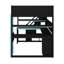 Lit mezzanine en bois avec escalier de rangement, bureau, tablettes et panneau perforé, style Esports peu encombrant-469622360-469622362