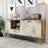 Modern Console Table, White Marble & Walnut, 70.9 x 31.9 x 13.8 inches | 100% Melamine Coated Particle Board, Thickness: 0.7 inches | Sleek Design with Plastic Handles & Legs, Multiple Shelves for Extra Storage-1839158561