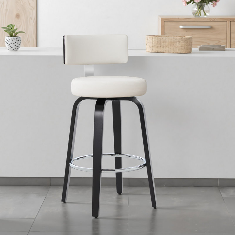 Tabouret de bar et de comptoir Sonja, Tabouret de comptoir (siège d'une hauteur de 26 p, Siège blanc / cadre noir