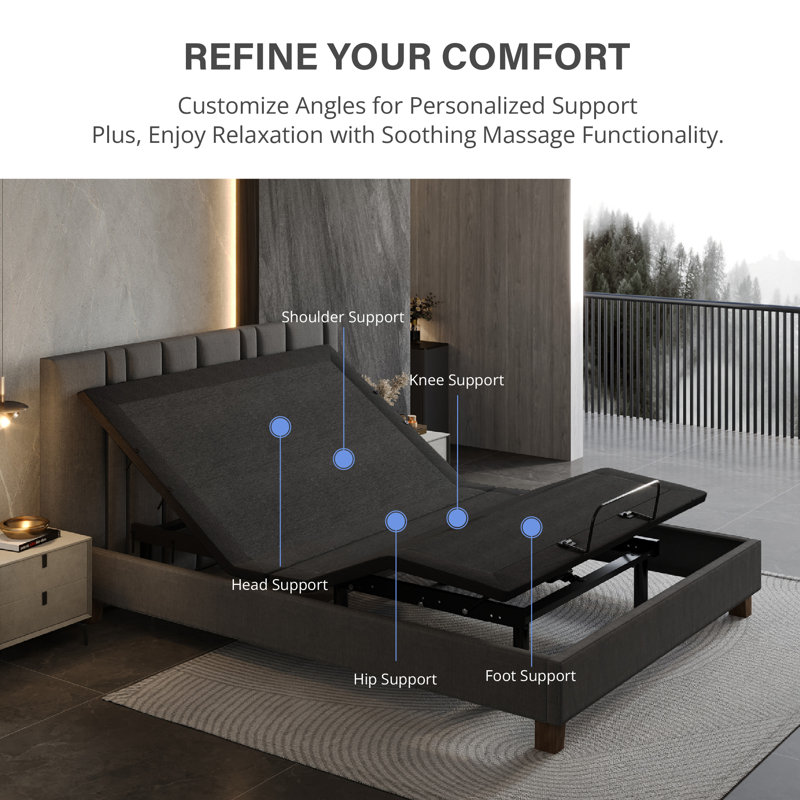Zero Gravity Adjustable Bed Frame with Massage, USB, Underbed Light, King