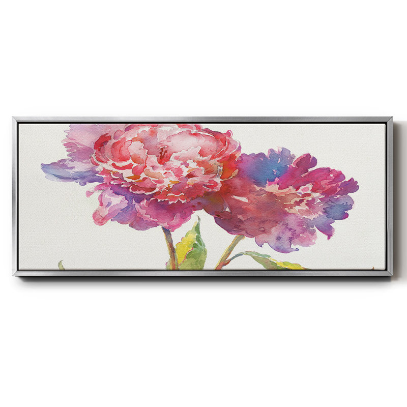 Prise pivoines I - toile encadrée, H 20 po x l 50 po