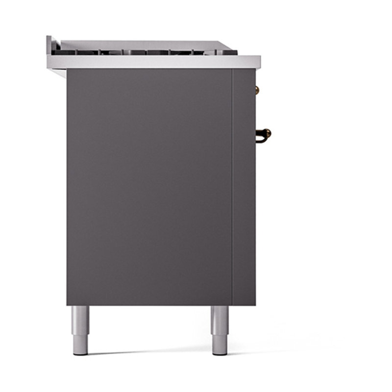ILVE Nostalgie II Noblesse 60 in Dual Fuel Range 7 Burner, Griddle, Frenchtop, Graphite Matte/Burnished, Natural Gas