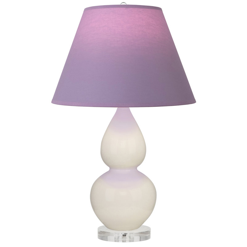 Small Double Gourd Accent Lamp - Sangria, Deep Patina Bronze - Lavender, Plum Shade, Gray, Lavender/Burgundy