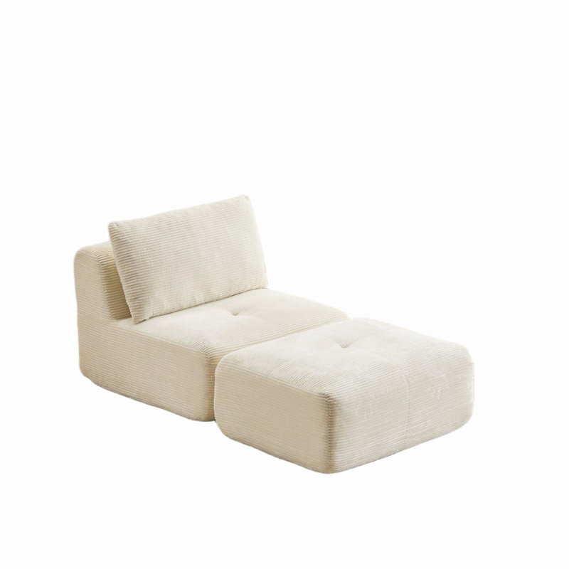 Canapé modulaire en mousse à mémoire de forme, méridienne simple pour le salon, canapé modulaire Cloud compatible avec les animaux de compagnie, tissu en velours côtelé, repose-pieds mobile, aucun assemblage requis