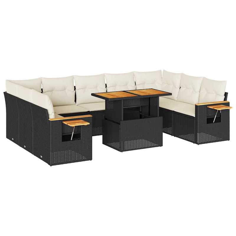 Ensemble de canapé de jardin Vidaxl noir, blanc crème