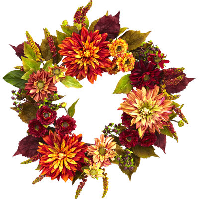 Couronne de dahlia et mum 22 po