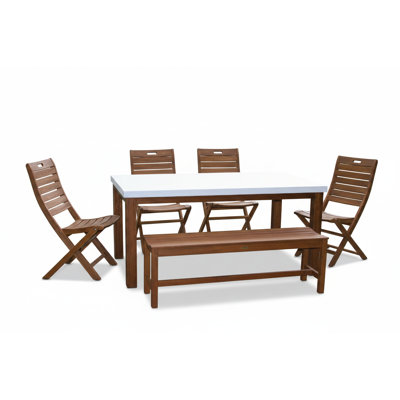 Ensemble repas d'extérieur rectangulaire en eucalyptus 68 po L 68 po Kinsler 