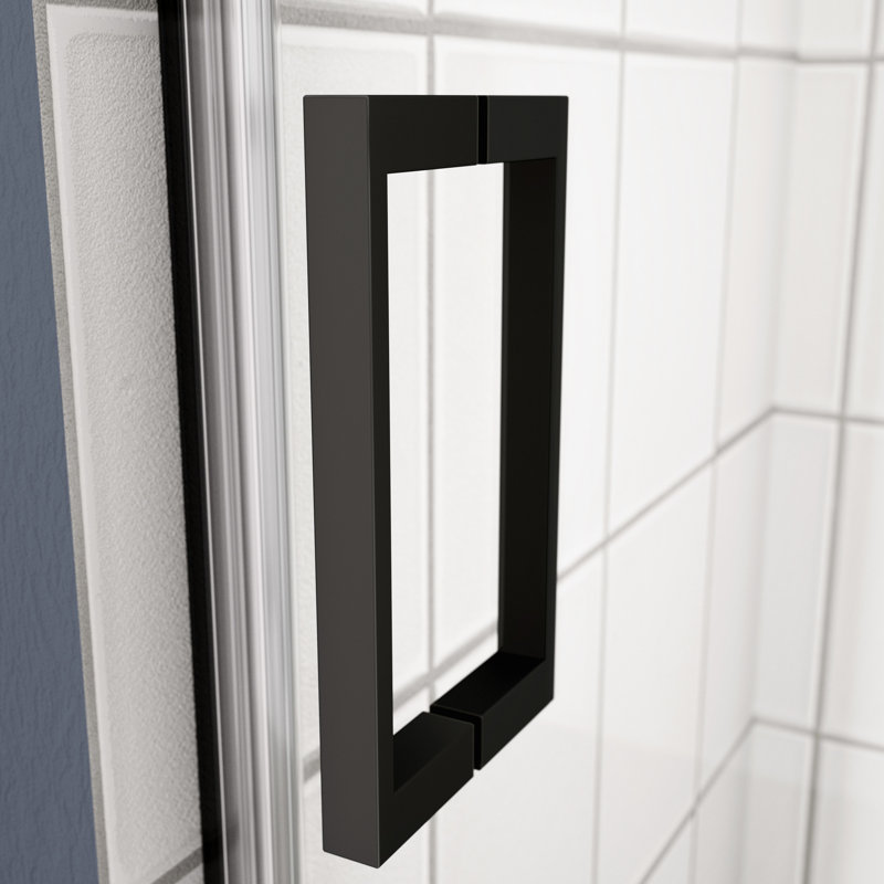 Sliding Shower Door For Bathroom - 5/16" Tempered Glass, Matte Black, Adjustable Channel With Glass Leak & Easy Installation