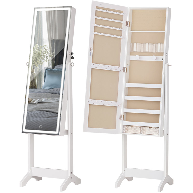Armoire verrouillable à DEL pour armoire à bijoux, Blanc