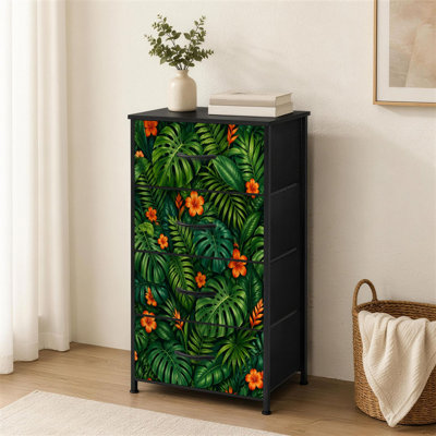 Commode 4 tiroirs pour chambre à coucher Tropical Verdure Monstera Fern Leaves Vibrant Jungle Petite grande commode à vêtements pour organisateurs de placard avec commode