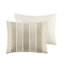 Édredon 3 pièces en coton taupe double / grand - motif rayé, rembourrage 100%, garniture, tendance visible, grâce,