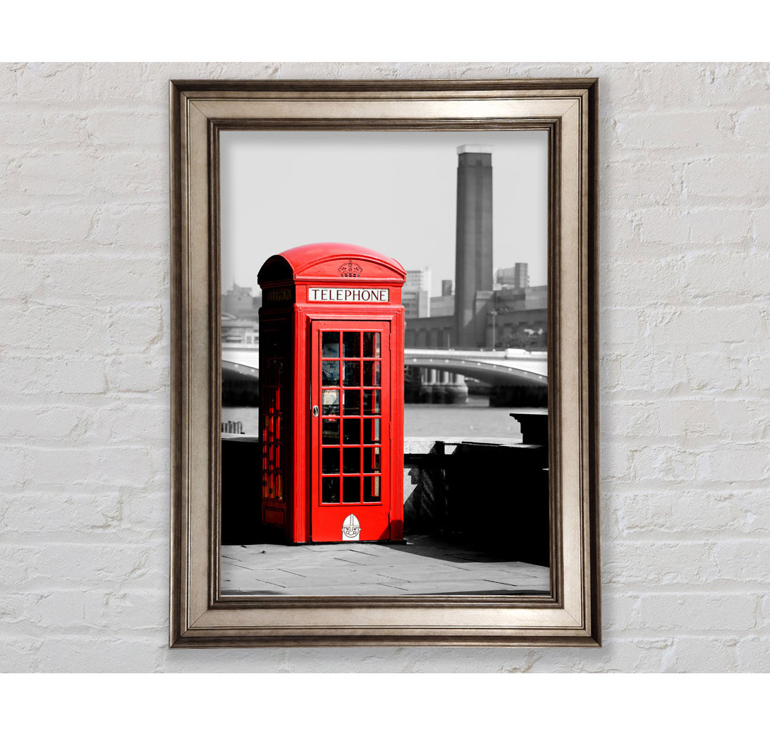 London Red Telephone Box B N W - Einzelner Bilderrahmen Kunstdrucke