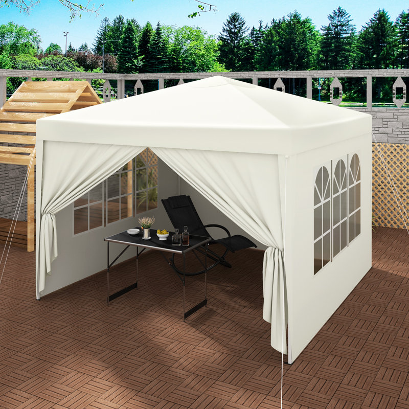 Gazebo Pop Up Waterproof Sunshade Camping Pagoda Tent 3m x 3m, Beige