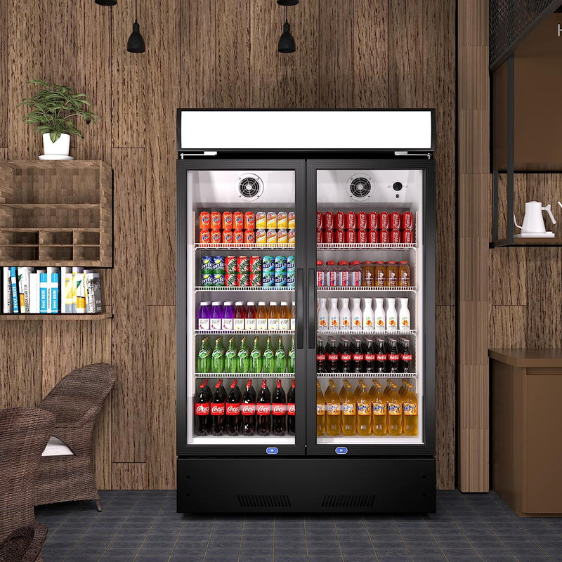 KICHKING 38.3'' Commercial Merchandising Refrigerator, 17 Cu.ft Drink Refrigerator for Office or Bar, Black