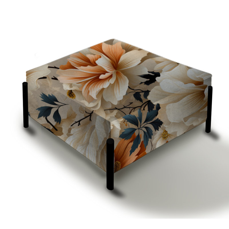 Serenity d'inspiration mosaïque - grand repose-pieds carré floral