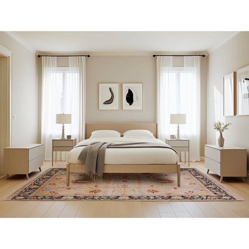 Tapis oriental beige / noir Saxi, Rectangle 5 pi x 8 pi