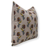 Linen Floral Pillow Cover