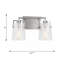 Applique murale de salle de bain 2 lumières Crofton au fini nickel brossé avec abat-jour en verre transparent craquelé-112738085-112738086-112738092