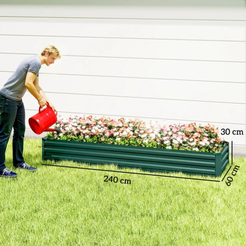 Metal Raised Garden Bed, Green