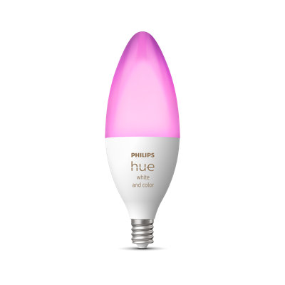 Philips Hue 40 Watt Equivalent B11 LED Smart, Dimmable Light Bulb, Warm White (2200K) E12/Candelabra Base