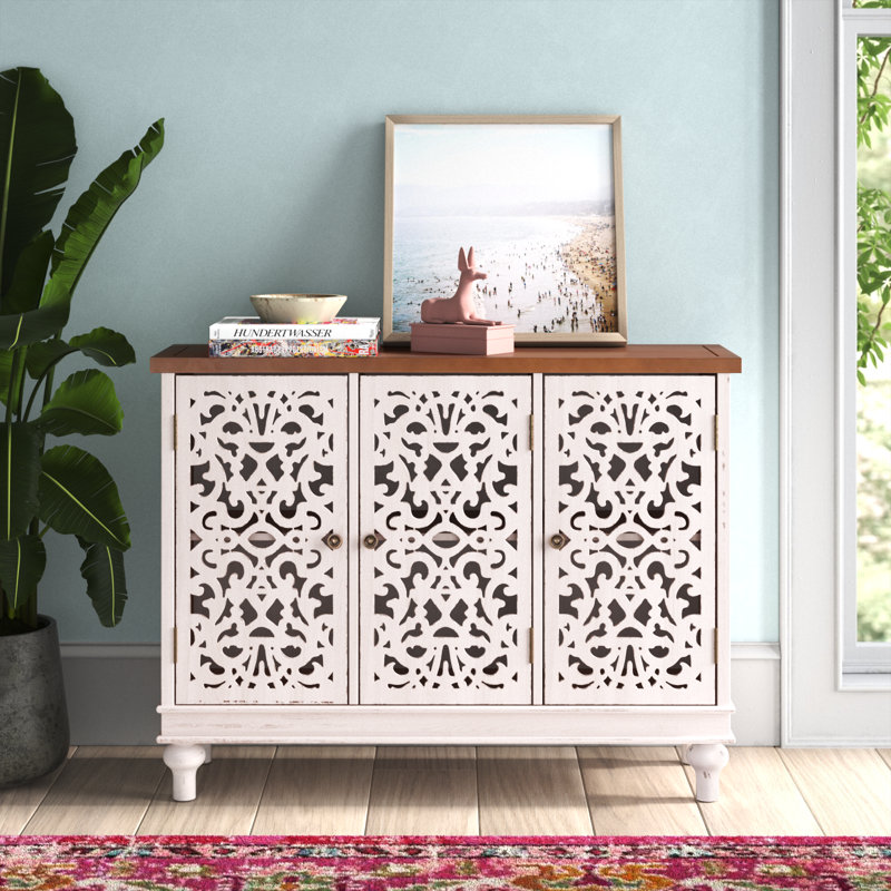 Exum 31.5" H x 41.73" W 3-Door Solid and Manufactured Wood Accent Chest, White