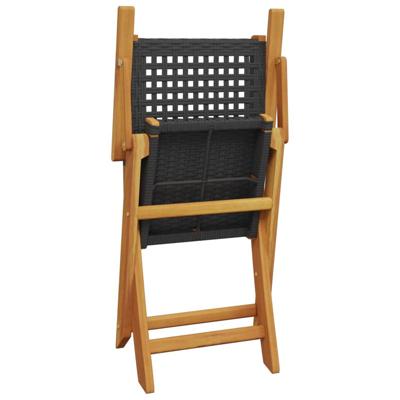 7 Piece Garden Dining Set Poly Rattan And Solid Wood, Black