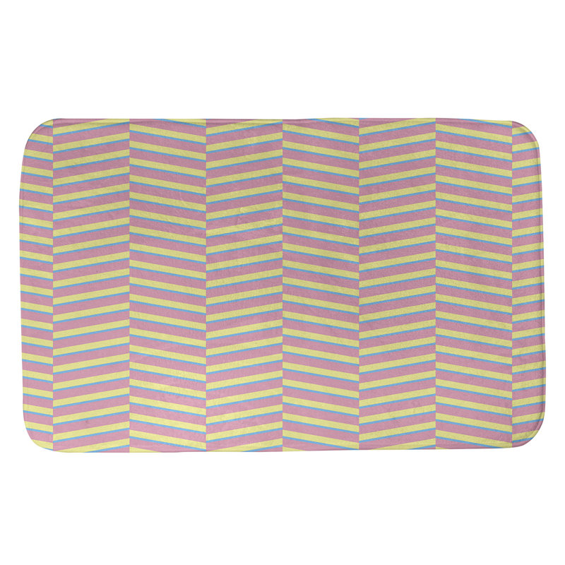Tapis de bain à rayures rectangulaires anti-dérapant fractures, l 17 po x L 24 po, Rose / bleu / jaune