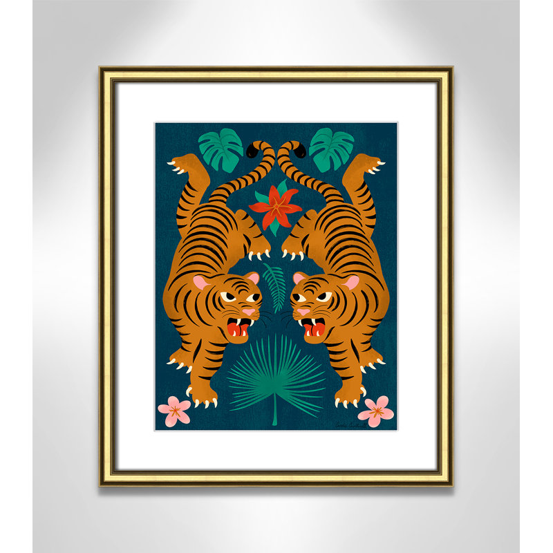 «Jungle Tigers Print» par Cantwell, Imprimé mat, L 17,25 po x H 20,25 po, Gold Classic
