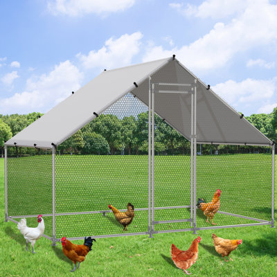 Chicken Coop Metal Large Chicken Run for Yard Chicken Pen Outdoor Heavy Duty Poultry Cage with Waterproof and Anti-Ultraviolet Cover for Outdoor Farm Use