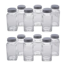 6oz, BEST VALUE 14 Glass Spice Jars includes pre-printed Spice Labels. 14  Square Empty Jars, Airtight Cap, Chalkboard & Clear Label, kitchen Funnel