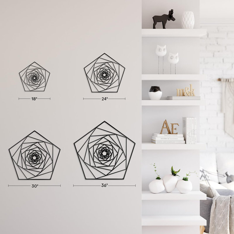 Wall Decor Metal, 30" H x 30" W x 0.05" D, Black