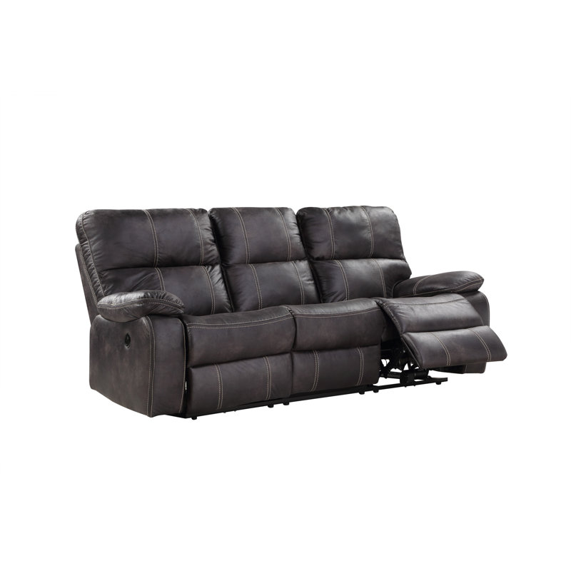 Houghtaling Upholstered 83.5'' Power Reclining Sofa, Gray Faux Leather