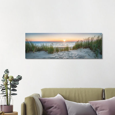 Dune beach panorama at sunset, North Sea coast, Germany- Gallery-Wrapped Canvas Giclée