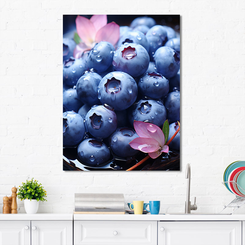 Blue Blueberry Bliss II - fruits, art mural, H 32 po x l 24 po x P 1 po