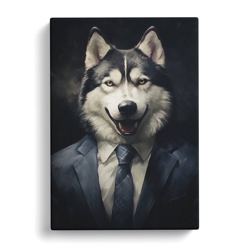 Husky In A Suit Painting No.4 - Wrapped Canvas, 50cm H x 35cm W x 3cm D