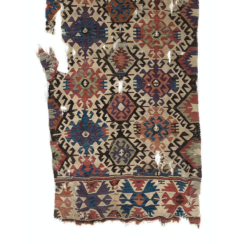 Fragment de kilim anatolien antique, 18e siècle