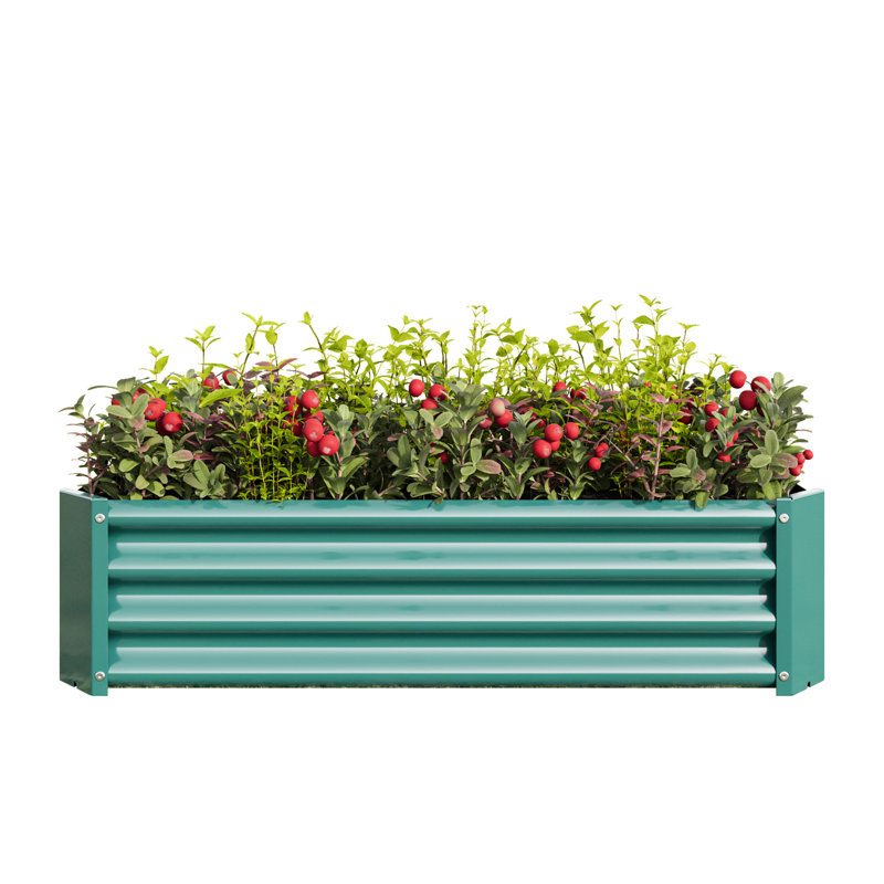 Lit rectangulaire en métal surélevé pour légumes, plantes, herbes de rouille, assemblage facile, preuve, Vert