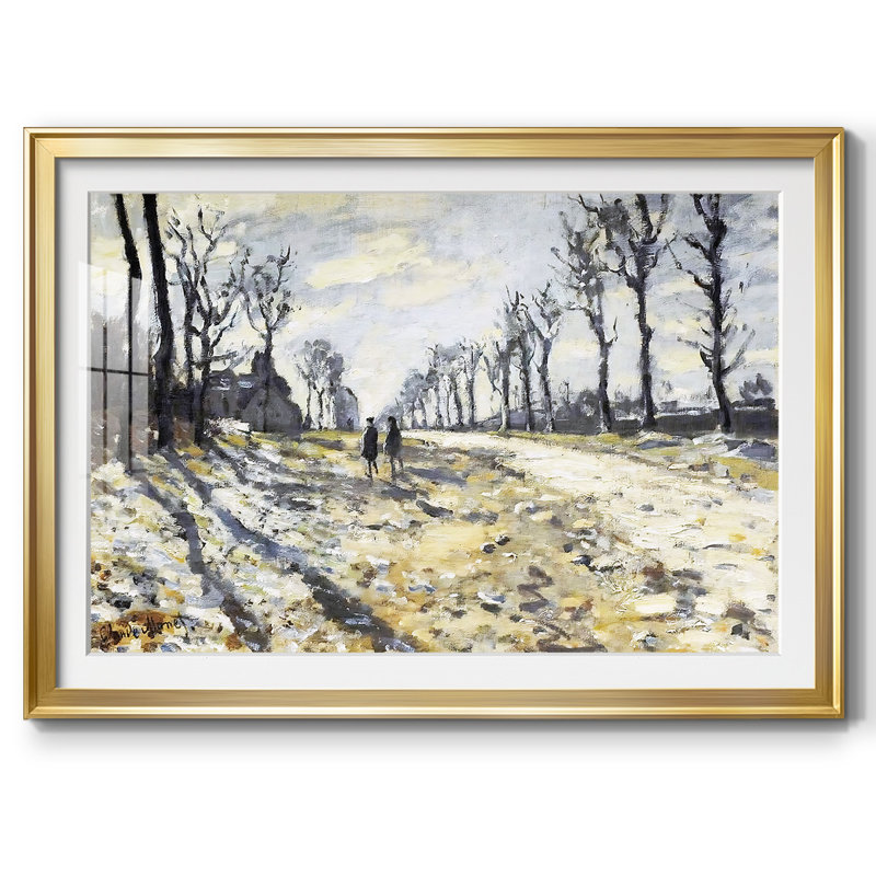 La route, effet de neige au coucher du soleil, 1869, Or, H 27 po x l 39 po x P 1,5 po