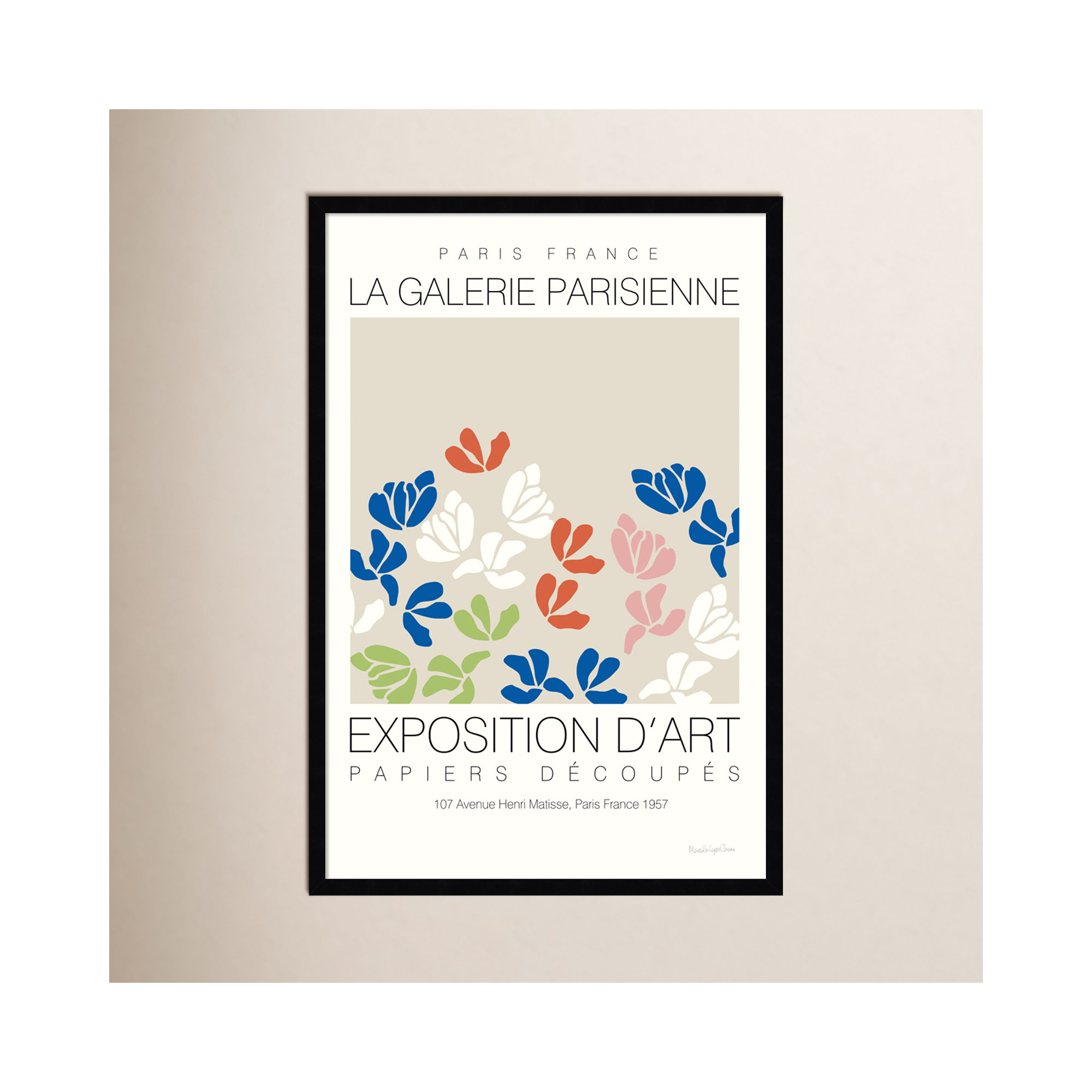 Fleurs De Matisse by Mercedes Lopez Charro, 23" W x 33" H, Black