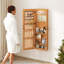 Armoire pour armoire à bijoux en bois massif avec miroir pleine grandeur, verrouillable au mur 47,5 x 14,3 po avec lumière DEL-91780254