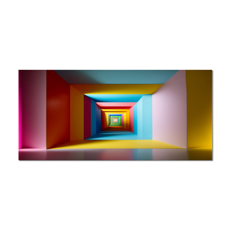 «Pastel Color Rectangular Infinity - Abstract Midcentury», art mural, Toile tendue, H 28 po x l 60 po x P 1,5 po