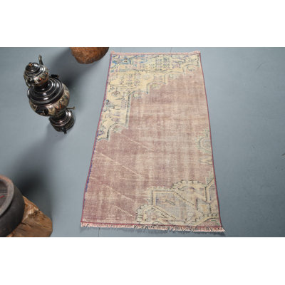Tapis de porte turc rétro unique avec des motifs délavés doux pour la décoration intérieure bleu / beige
