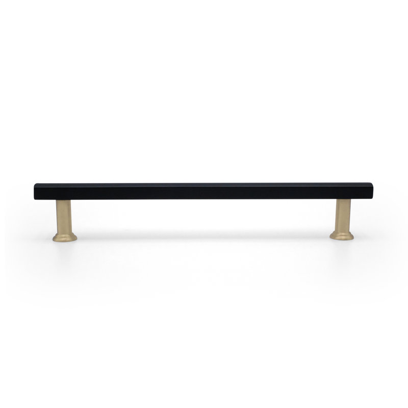 Mod Two Tone Bar / Handle Pull, 12", Unlacquered Satin Brass